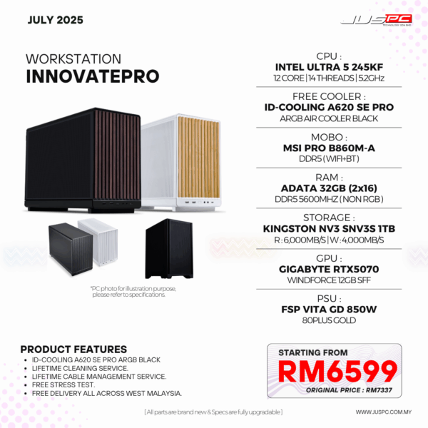 InnovatePro Workstation ( INTEL CORE U5 245KF - RTX5070 ) | RM6599