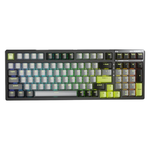 AULA F98 GAMING KEYBOARD BLACK & GRAY & GREEN - GRAY WOOD SWITCH