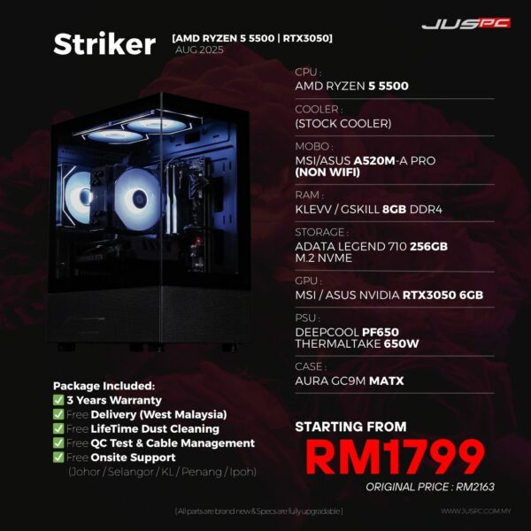 Striker (AMD RYZEN 5 5500 | RTX3050) RM1799