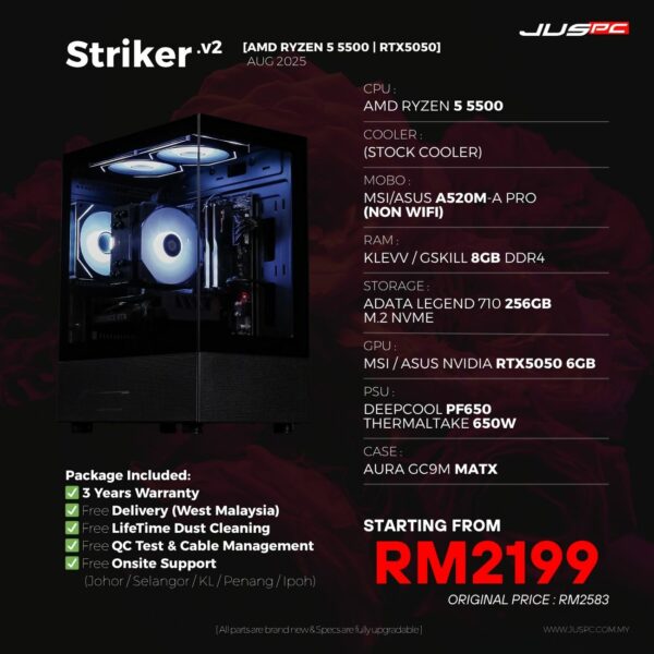 Striker.V2 (AMD RYZEN 5 5500 | RTX5050) RM2199