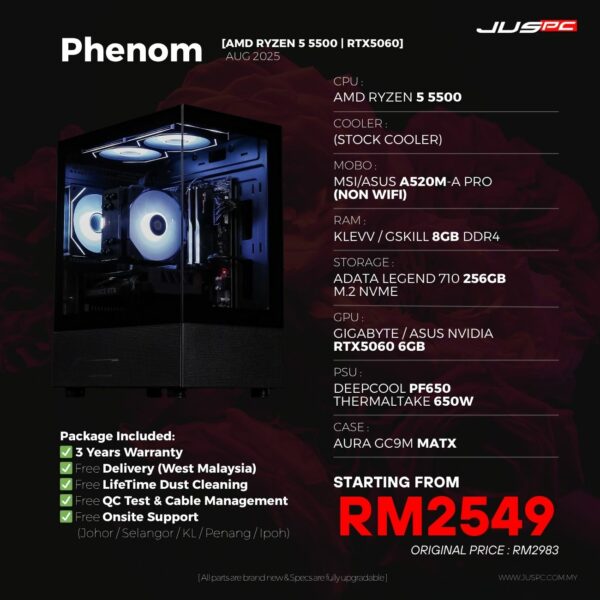 Phenom (AMD RYZEN 5 5500 | RTX5060) RM2549