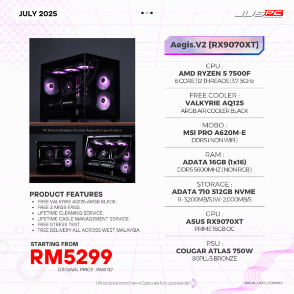Aegis.V2 (AMD RYZEN 5 7500F | RX9070XT) RM5299