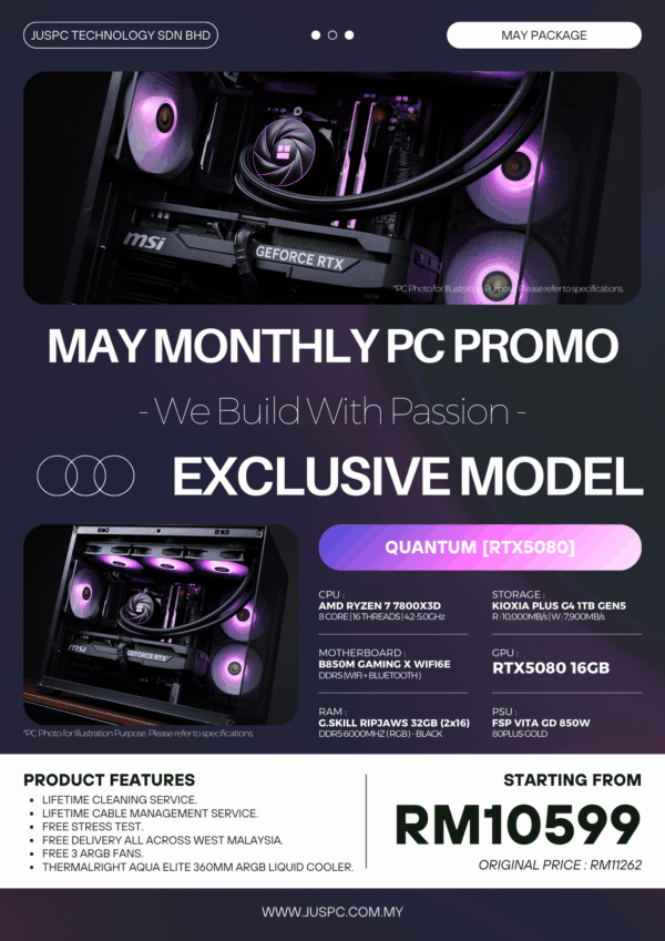 Quantum (AMD RYZEN 7 7800X3D | RTX5080) RM10499