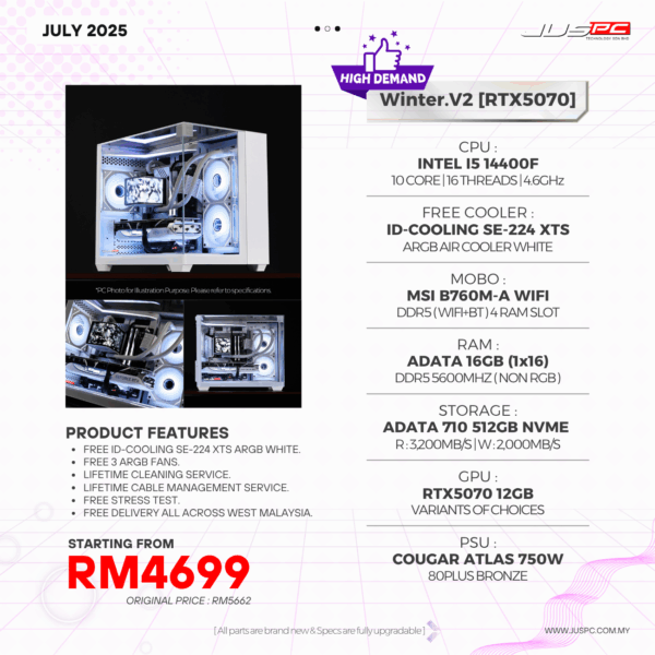 Winter.V2 (INTEL I5 14400F | RTX5070) RM4699