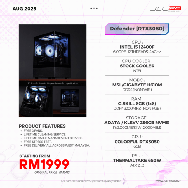 Defender (INTEL I5 12400F | RTX3050) RM1999