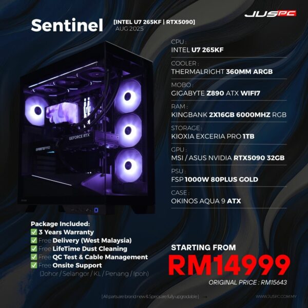 Sentinel (INTEL U7 265KF | RTX5090) RM14999