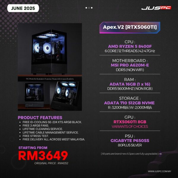 Apex.V2 (AMD RYZEN 5 8400F | RTX5060TI) RM3649