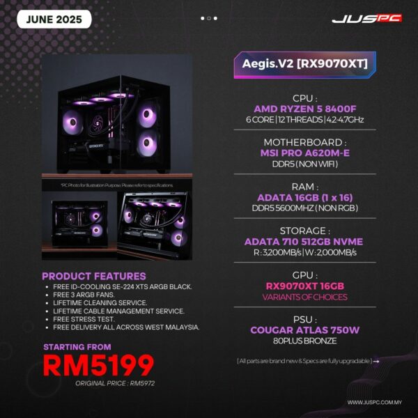 Aegis.V2 (AMD RYZEN 5 8400F | RX9070XT) RM5199
