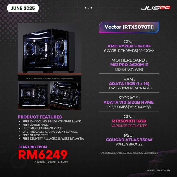Vector (AMD RYZEN 5 8400F | RTX5070TI) RM6249