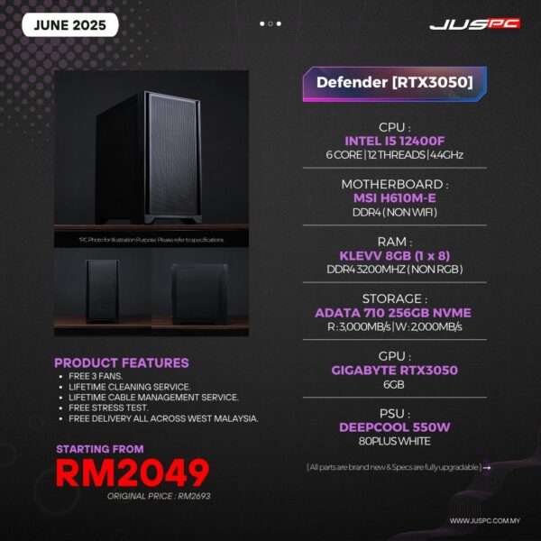 Defender (INTEL I5 12400F | RTX3050 ) RM2049