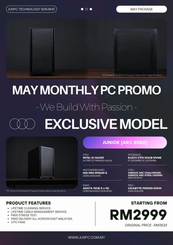 Junior (INTEL I5 12400F | ARC B580 ) RM2999