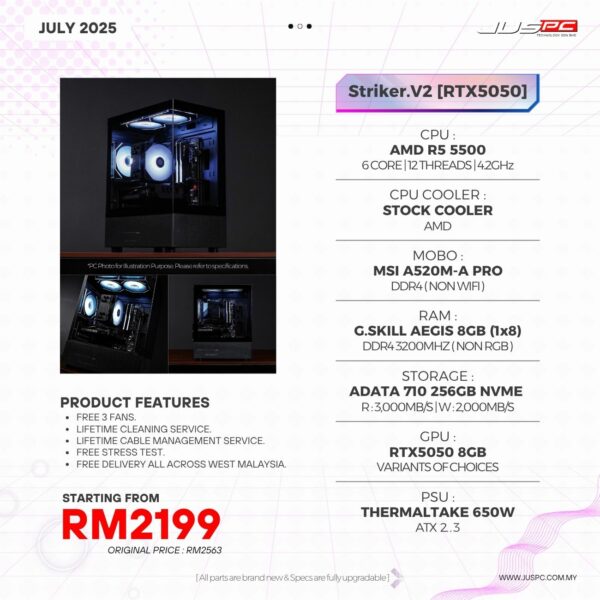 Striker.V2 (AMD RYZEN 5 5500 | RTX5050) RM2199